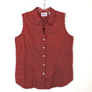 Vintage TanTrums Sleeveless Size M Blouse Red with White Stars Patriotic Retro